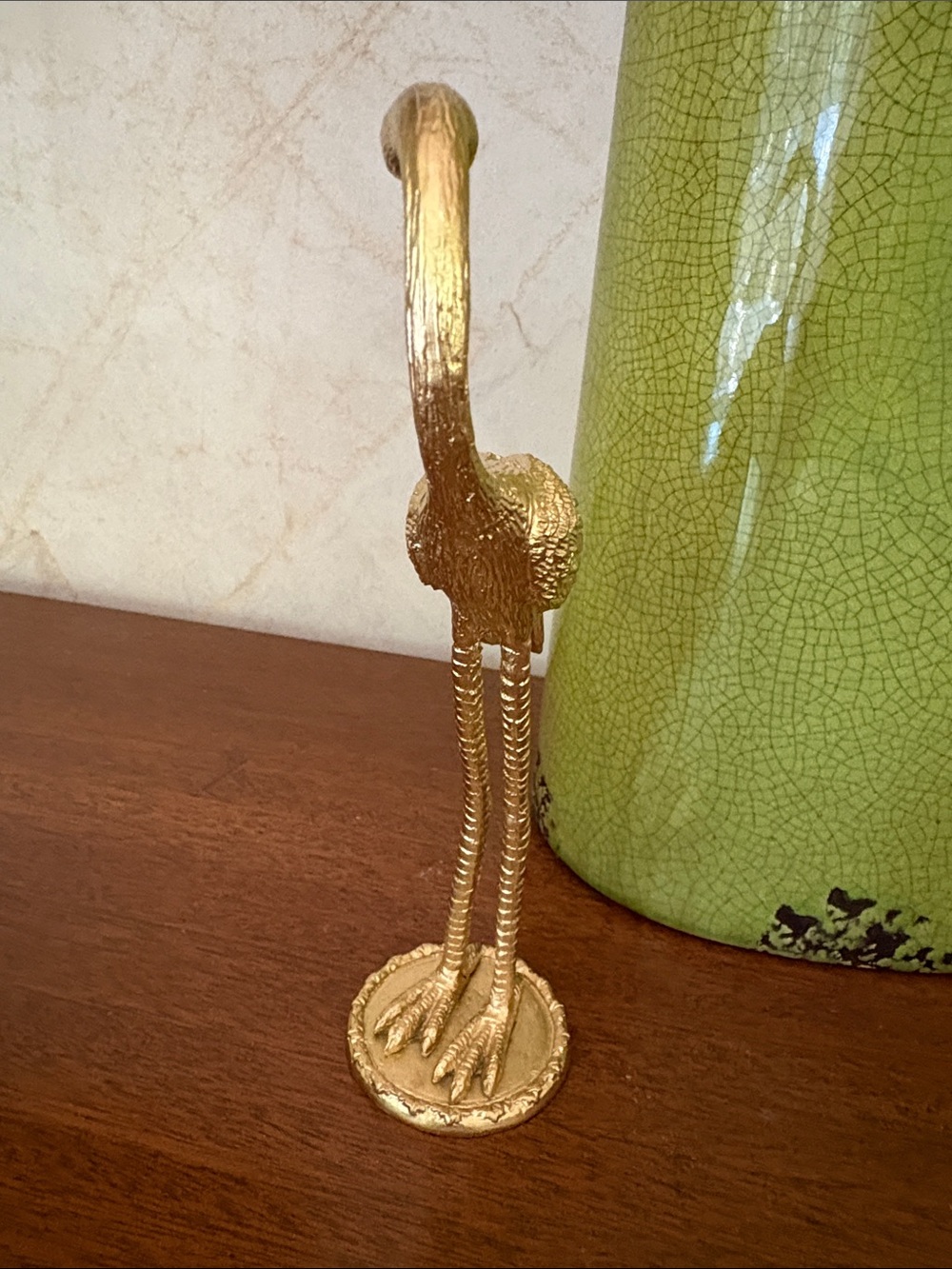 Gold Crane Ibis Egret Bird Figurine Decorative Accent - Picture 2 of 16